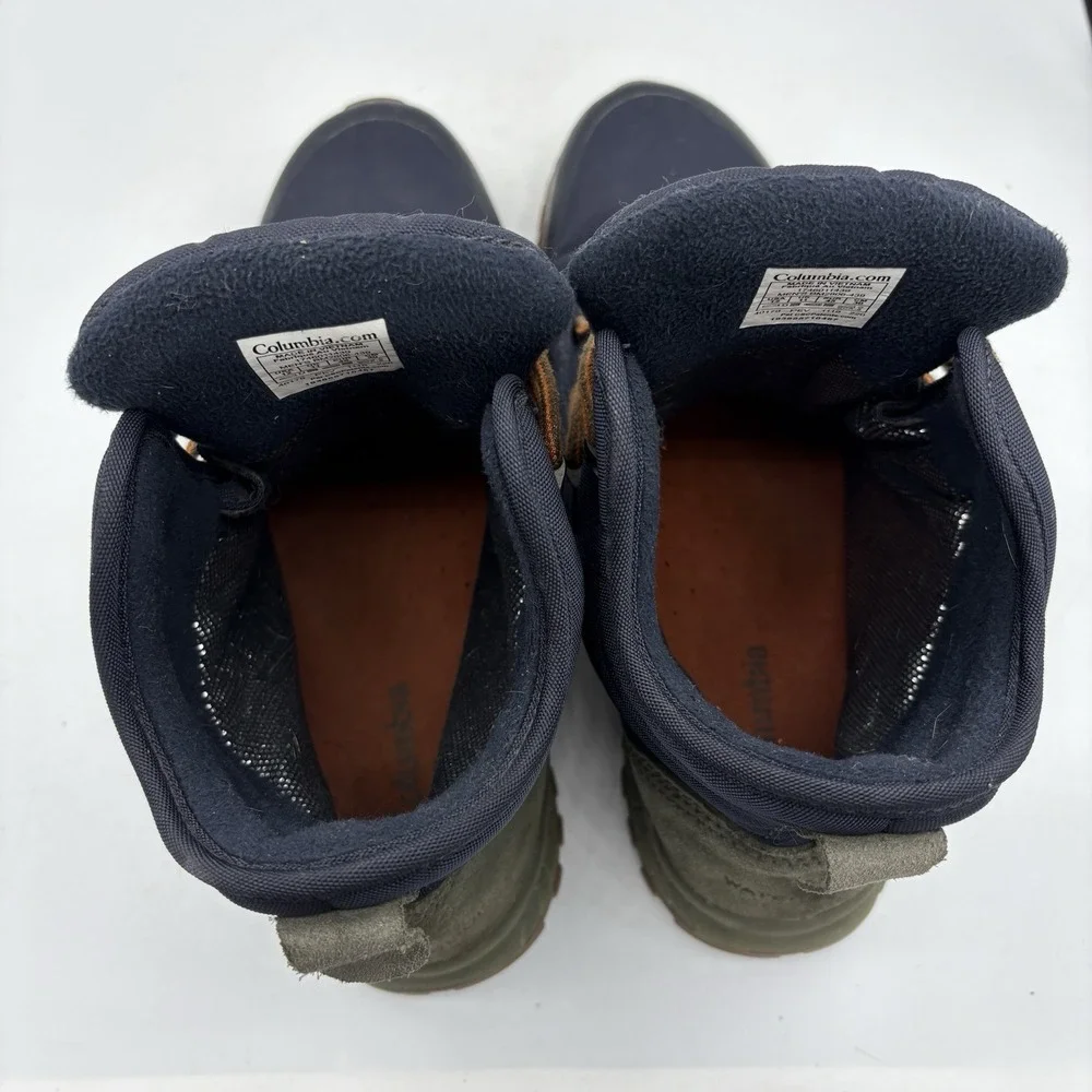Columbia Hiking Boots Mens Size 12 Fairbanks Omni Heat Navy Blue Leather Waterpr